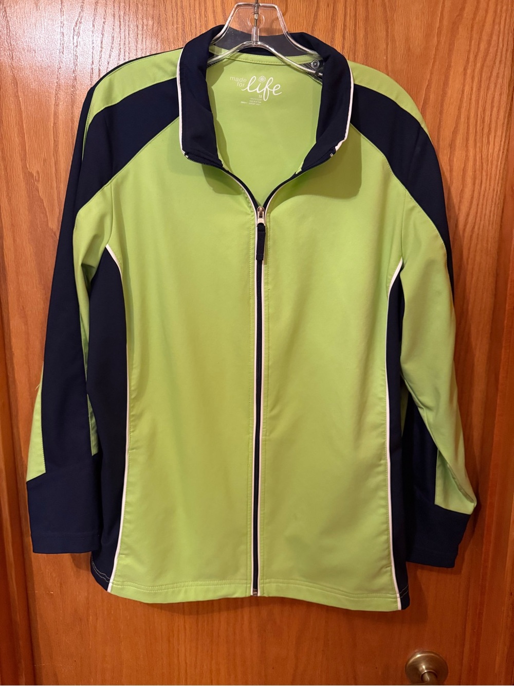 made for life Lime Green & Navy Full-Zip Women’s Athletic Jacket 1X